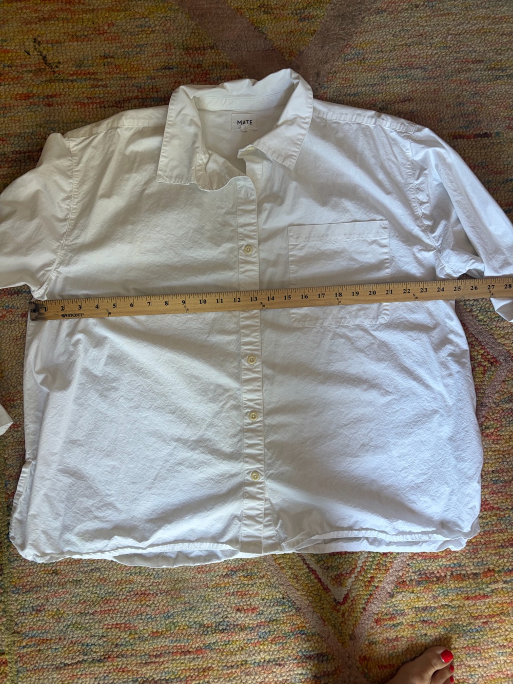 MATE the Label White Button-Down Pocket Shirt